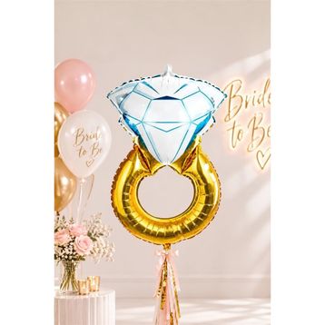 Patladı Gitti 75 cm Tektaş Yüzük Gold Renkli Elmas Bekarlığa Veda Partisi Bride To Be Folyo Balon