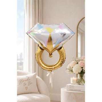Patladı Gitti 75 cm Tektaş Yüzük Gold Renkli Elmas Bekarlığa Veda Partisi Bride To Be Model 2 Folyo Balon