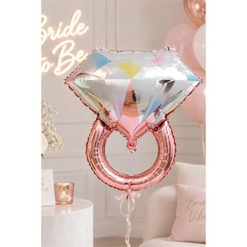 Patladı Gitti 75 cm Tektaş Yüzük Rose Gold Renkli Elmas Bekarlığa Veda Partisi Bride To Be Model 2 Folyo Balon