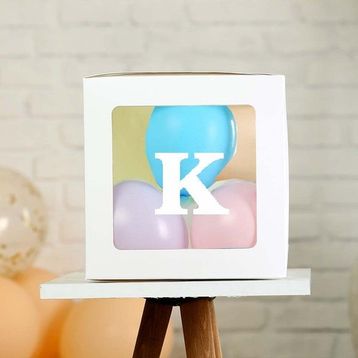 Patladı Gitti K Harf Şeffaf Beyaz Kutu Bebek Çocuk Doğum Günü Süsleme ve Balon Kendin Yap Seti