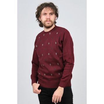 Pave 4539093 Bordo Bisiklet Yaka Desenli Yün Erkek Kazak