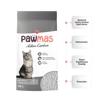 Pawmas Aktif Karbonlu Bentonit 20 lt Kedi Kumu