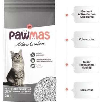 Pawmas Aktif Karbonlu Bentonit 20 lt Kedi Kumu