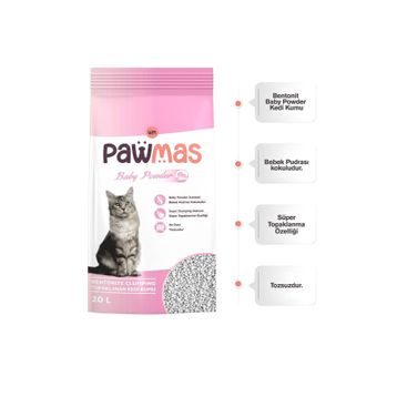 Pawmas Bebek Pudrası Kokulu Bentonit 20 lt Kedi Kumu