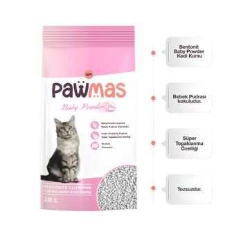 Pawmas Bebek Pudrası Kokulu Bentonit 20 lt Kedi Kumu