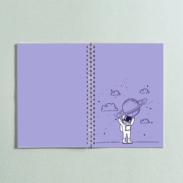 Paytak Moda Astronot Saturn Tasarımlı A5 96 Yaprak Çizgisiz Spiralli Defter