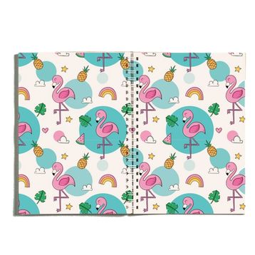 Paytak Moda PYTKDT0178 A5 Flamingo Yaprak Tasarımlı Çizgisiz Spiralli Defter
