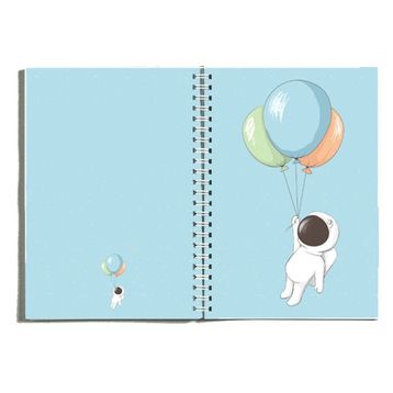 Paytak Moda PYTKDT0180 A5 Astronot Balon Tasarımlı 96 Yaprak Çizgisiz Spiralli Defter