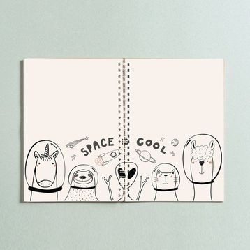 Paytak Moda PYTKDT0264 Moda A5 Space Cool Uzaylı Tasarım Çizgisiz Spiralli Defter