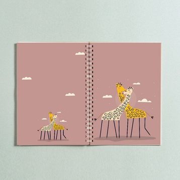 Paytak Moda PYTKDT0265 A5 Zürafa Tasarım Çizgisiz Spiralli Defter
