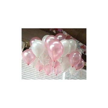 Pazarız 25 Adet Metalik Sedefli Pembe ve Beyaz Karışık Balon Helyumla Uçan Balon