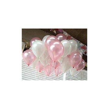 Pazarız 25 Adet Metalik Sedefli Pembe ve Beyaz Karışık Balon Helyumla Uçan Balon