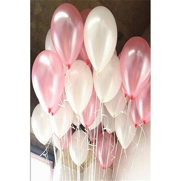 Pazarız 25 Adet Metalik Sedefli Pembe ve Beyaz Karışık Balon Helyumla Uçan Balon
