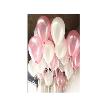 Pazarız 25 Adet Metalik Sedefli Pembe ve Beyaz Karışık Balon Helyumla Uçan Balon