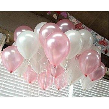 Pazarız 25 Adet Metalik Sedefli Pembe ve Beyaz Karışık Balon Helyumla Uçan Balon