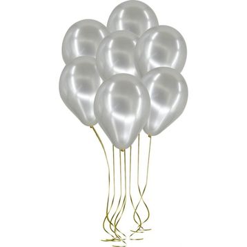 Pazarız 25li Lateks Metalik Gümüş Balon