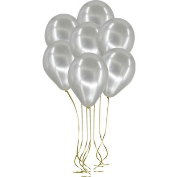 Pazarız 25li Lateks Metalik Gümüş Balon