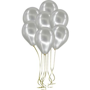 Pazarız 25li Lateks Metalik Gümüş Balon
