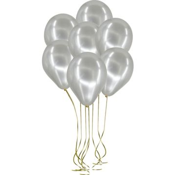 Pazarız 25li Lateks Metalik Gümüş Balon