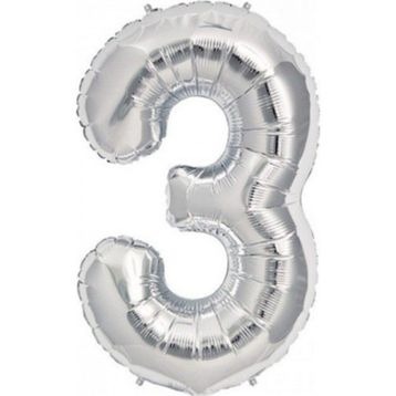 Pazarız 3 Rakamı Gümüş 100 cm Folyo Balon