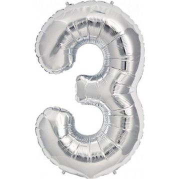 Pazarız 3 Rakamı Gümüş 100 cm Folyo Balon