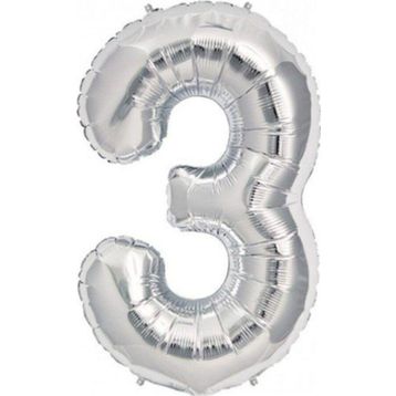 Pazarız 3 Rakamı Gümüş 100 cm Folyo Balon
