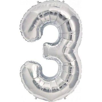Pazarız 3 Rakamı Gümüş 100 cm Folyo Balon