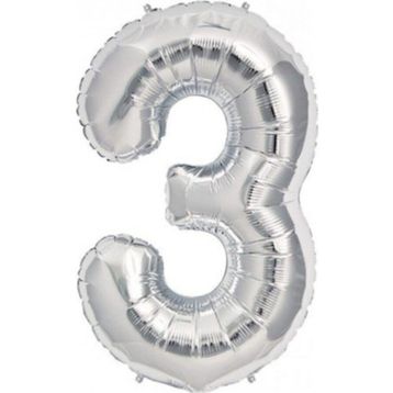 Pazarız 3 Rakamı Gümüş 100 cm Folyo Balon