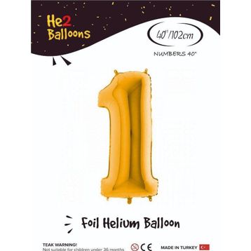 Pazarız 40 Inc 1 Rakam Folyo Altın Balon