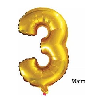 Pazarız 90 cm 3 Rakamı Folyo Altın Balon