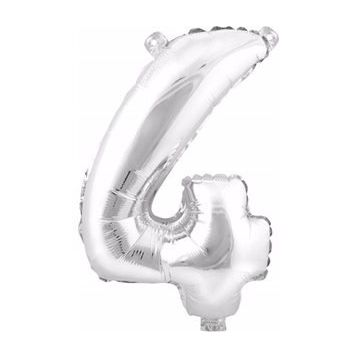 Pazarız 90 cm 4 Rakamı Folyo Gümüş Balon