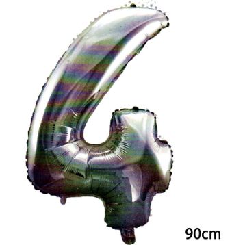 Pazarız 90 cm 4 Rakamı Folyo Gümüş Balon