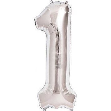 Pazarız Gümüş Folyo Sayılı Helyum 100 cm Dev Boy 1 Balon