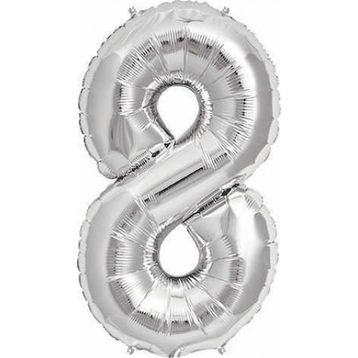 Pazarız Gümüş Folyo Sayılı Helyum 100 cm Dev Boy 8 Balon