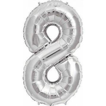 Pazarız Gümüş Folyo Sayılı Helyum 100 cm Dev Boy 8 Balon