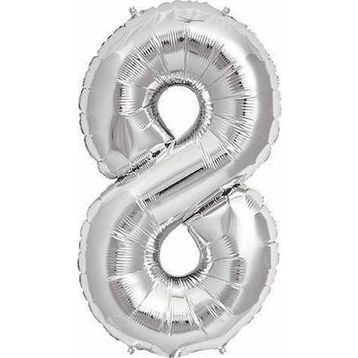 Pazarız Gümüş Folyo Sayılı Helyum 100 cm Dev Boy 8 Balon