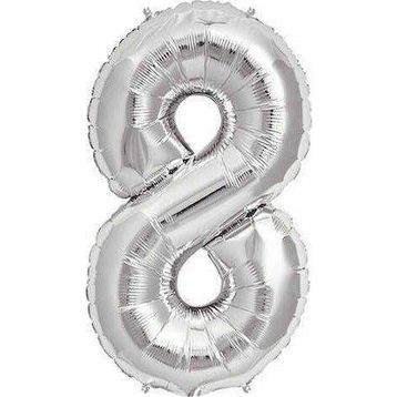 Pazarız Gümüş Folyo Sayılı Helyum 100 cm Dev Boy 8 Balon