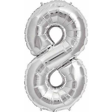 Pazarız Gümüş Folyo Sayılı Helyum 100 cm Dev Boy 8 Balon