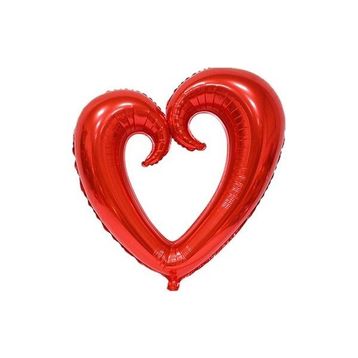 Pazarız Kıvrımlı Kalp Folyo Kırmızı Balon