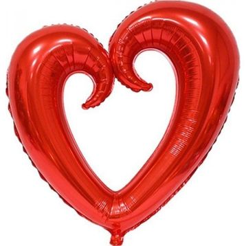 Pazarız Kıvrımlı Kalp Folyo Kırmızı Balon