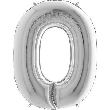 Pazarız Parti 0 Rakamı Gümüş Folyo 102 cm Balon