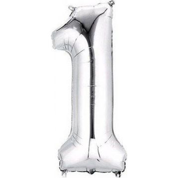 Pazarız Parti 1 Rakamı Gümüş Folyo 102 cm Balon