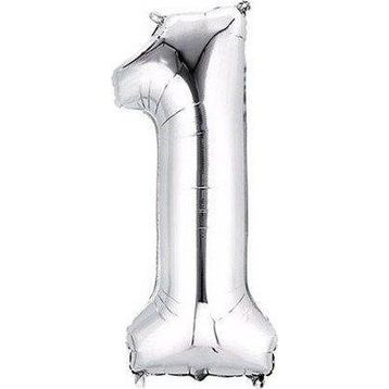 Pazarız Parti 1 Rakamı Gümüş Folyo 102 cm Balon
