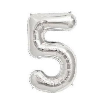 Pazarız Parti 5 Rakamı Gümüş Folyo 102 cm Balon
