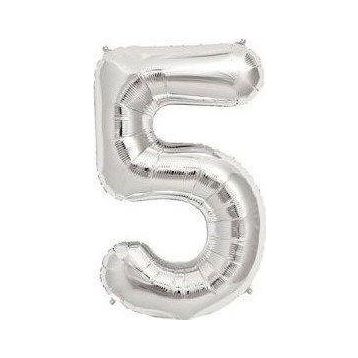 Pazarız Parti 5 Rakamı Gümüş Folyo 102 cm Balon