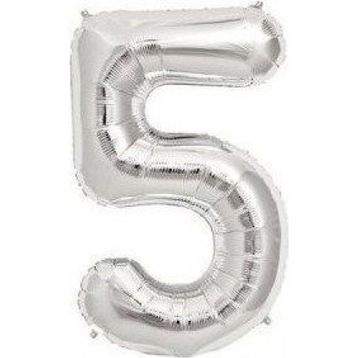 Pazarız Parti 5 Rakamı Gümüş Folyo 102 cm Balon