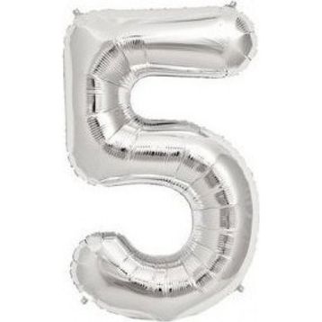 Pazarız Parti 5 Rakamı Gümüş Folyo 102 cm Balon