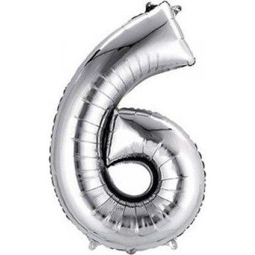 Pazarız Parti 6 Rakamı Gümüş Folyo 102 cm Balon