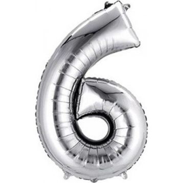 Pazarız Parti 6 Rakamı Gümüş Folyo 102 cm Balon
