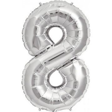 Pazarız Parti 8 Rakamı Gümüş Folyo 102 cm Balon